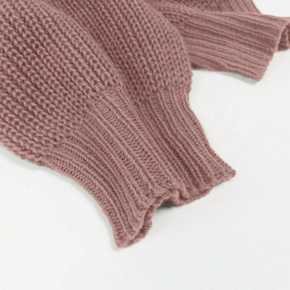 Pink Casual Women's Solid Color Lantern Sleeve Cardigan - Picture 6 of 8